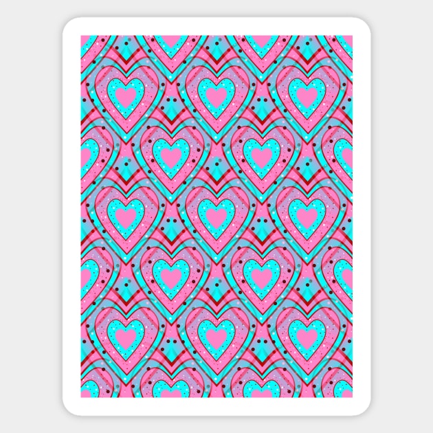 BLUE Pink Happy Valentines Day Hearts Sticker by SartorisArt1